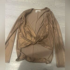 Derek Lam 10 Crosby Shiny Gold Deep V Neck Cocktail Top